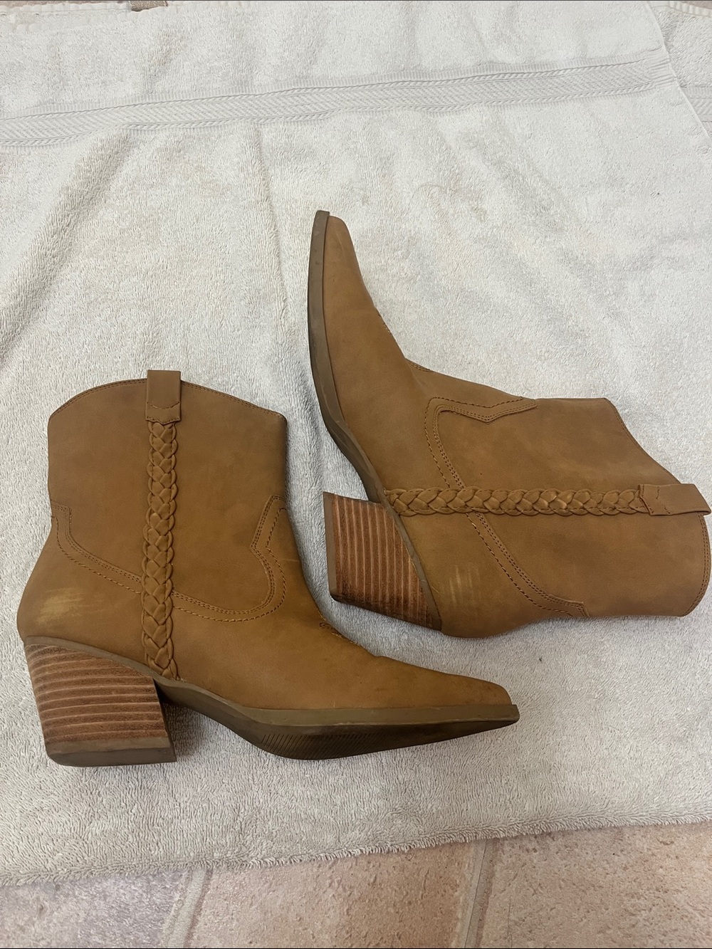 DV by Dolce Vita Tan Braided Western Ankle Boots